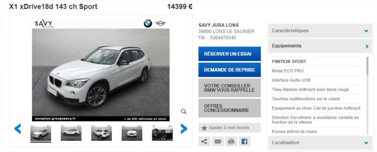 Achat BMW d'occasion modèle X1 BMW occasion - Google Chrome