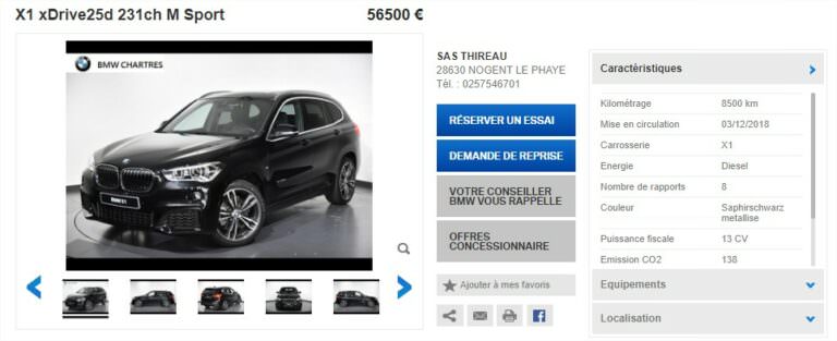 Achat BMW d'occasion modèle X1 BMW occasion - Google Chrome_2
